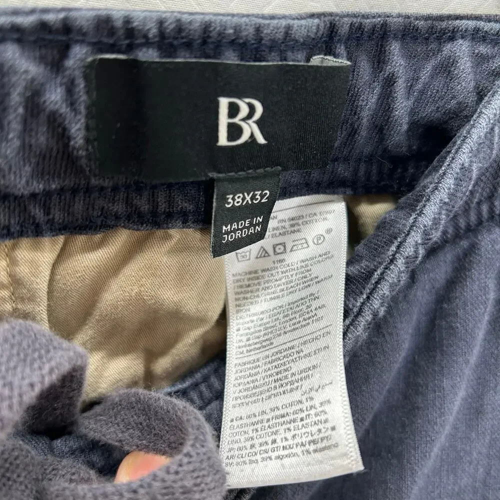 Banana Republic men’s linen blend pants blue straight leg casual 38